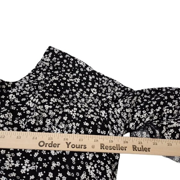 Intimately Free People Blouse S Black Ditsy Floral Bodysuit Dramatical‎ Ruffled - Picture 13 of 15